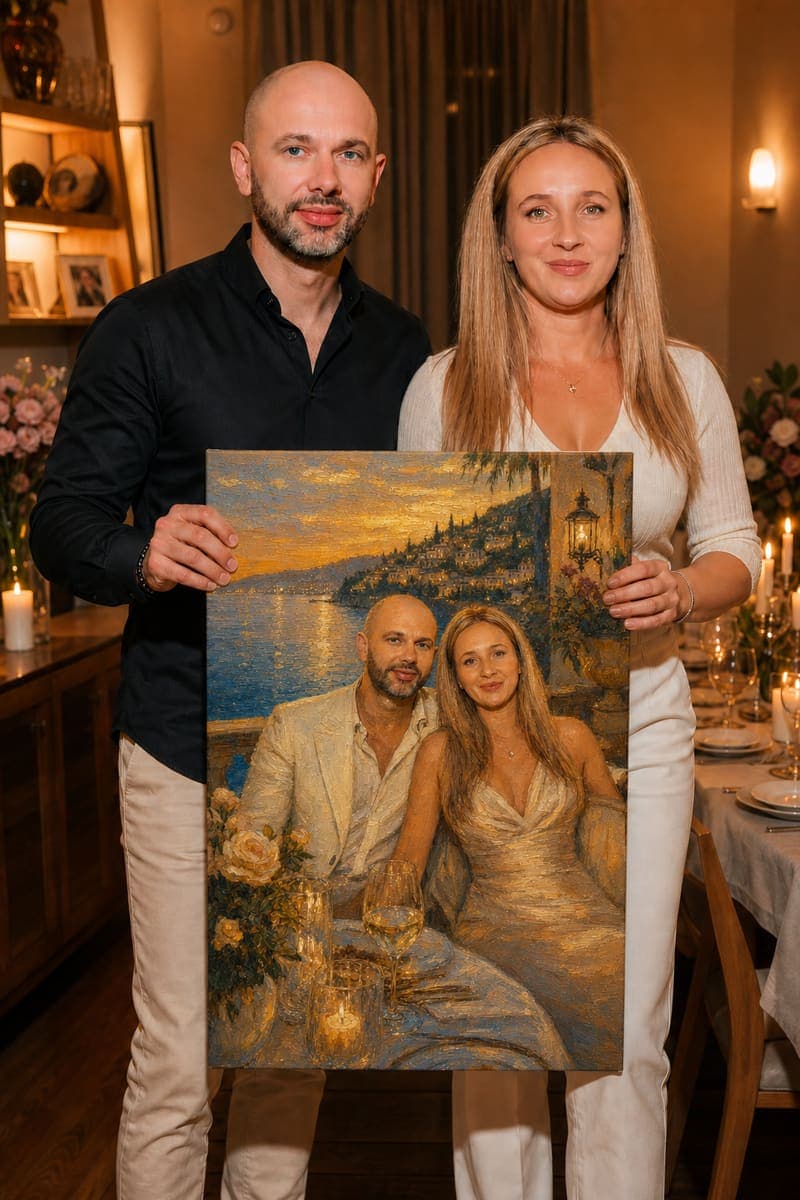 Customer with their delivered Mediterranean Dinner Terrace portrait